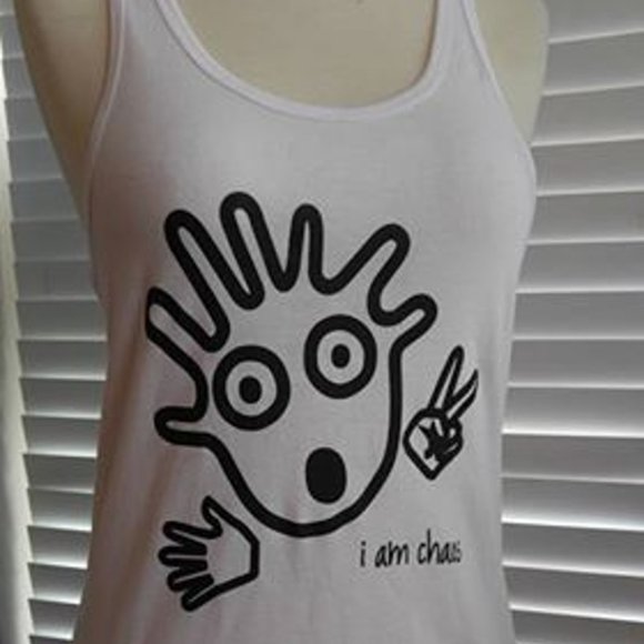 PEACE.LOVE.WORLD WHITE RACERBACK CHAOS TANK - Picture 1 of 3
